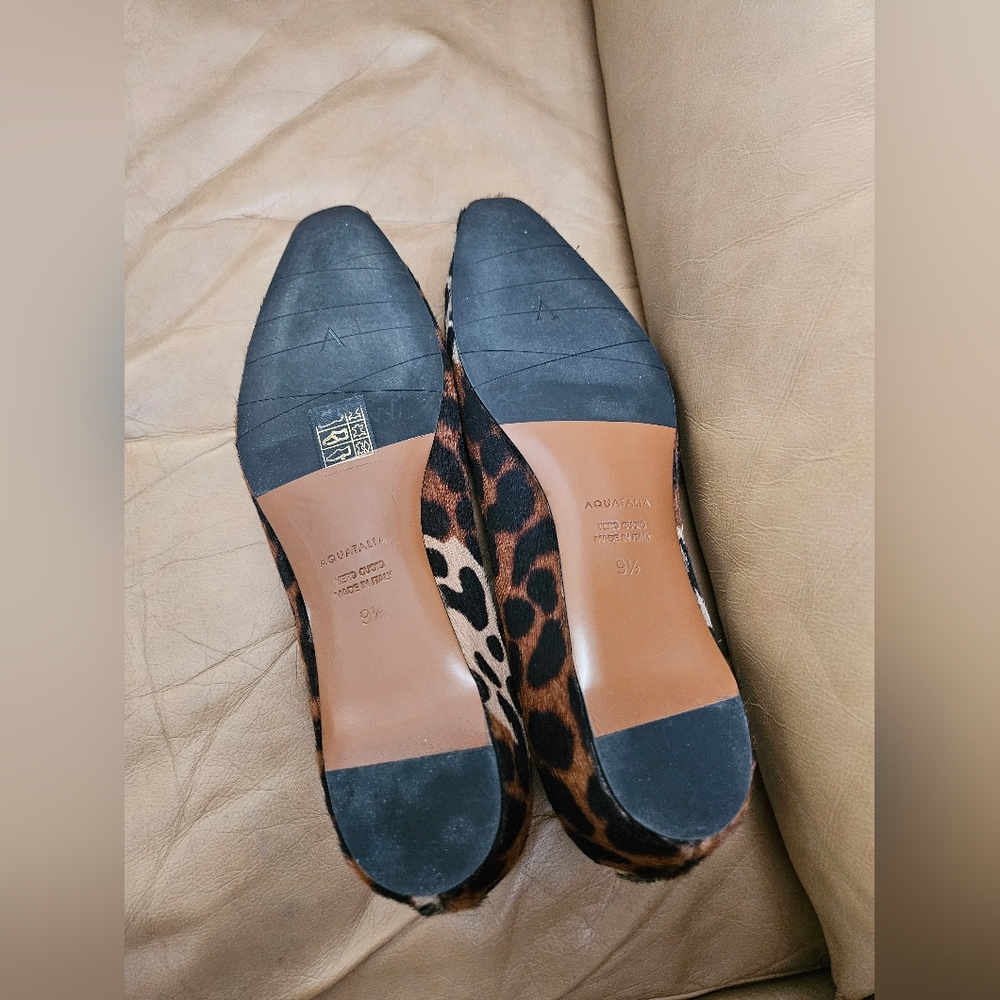 Aquatalia Shoes Calf Hair & Leather Flats Leopard Gorgeous Size 9.5 - Picture 5 of 8